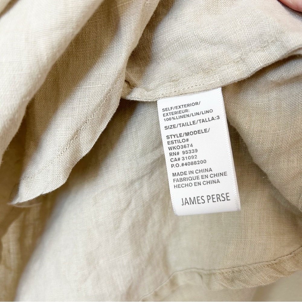 James Perse Beige Linen V-Neck Long Sleeve Top - Picture 6 of 6